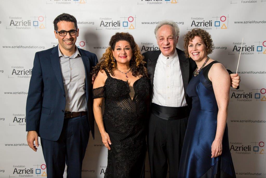 2018 prize winner Avner Dorman, soprano Sharon Azrieli, conductor Yoav Talmi, and 2018 winner Kelly-Marie Murphy.