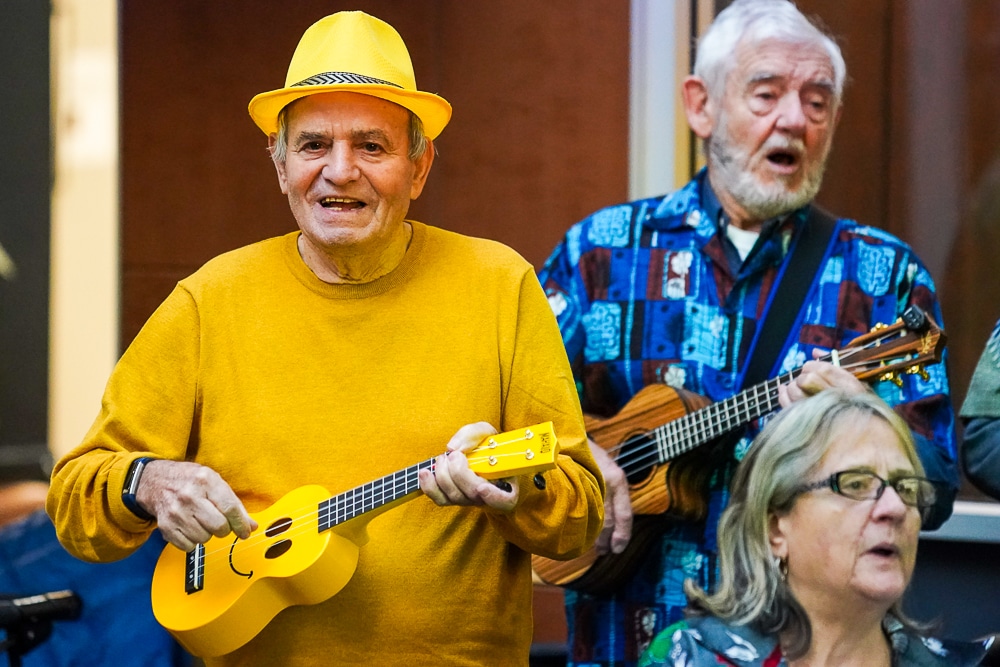 Music care being used at a long-term care home.