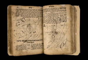 An open book with Hebrew text.