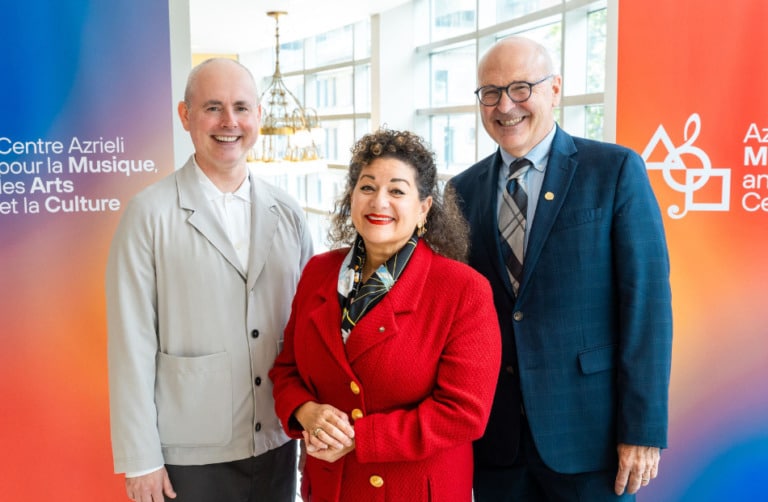 Jason van Eyk, Dr. Sharon Azrieli and Kelly Rice at the launch of AMACC.